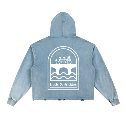 Vintage Washed Frayed-Hem Hoodie